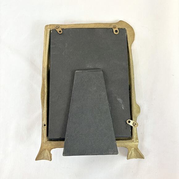 VTG Brass Mirror Art Nouveau Vanity Mirror 3D Lady By The Lake Sculpture MCM 9x6 - Picture 4 of 6